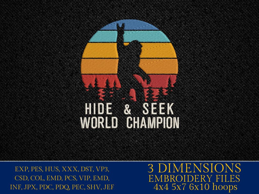 Machine Embroidery files, bigfoot, hide and seek world champion, PES, xxx, hus & more