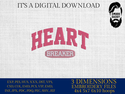 Machine Embroidery files, Heart breaker, PES, xxx, hus & more, embroidery files