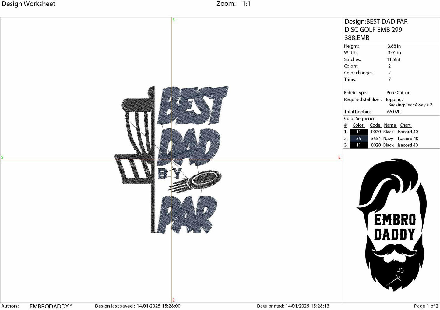 Machine Embroidery files, best dad by par, PES, DST, hus & more