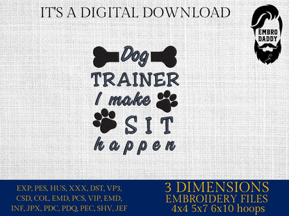 Machine Embroidery files, Dog Trainer, funny, PES, dst, xxx, hus & more