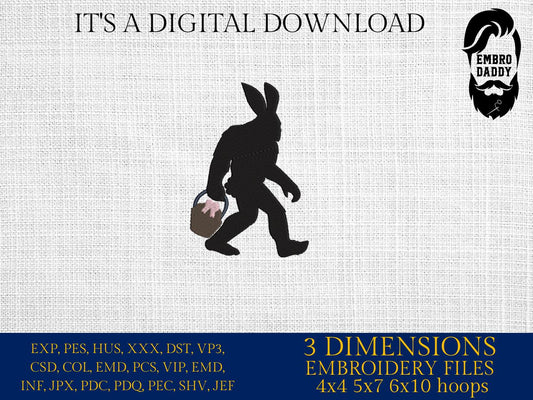 Machine Embroidery files, Bigfoot easter, PES, xxx, hus & more