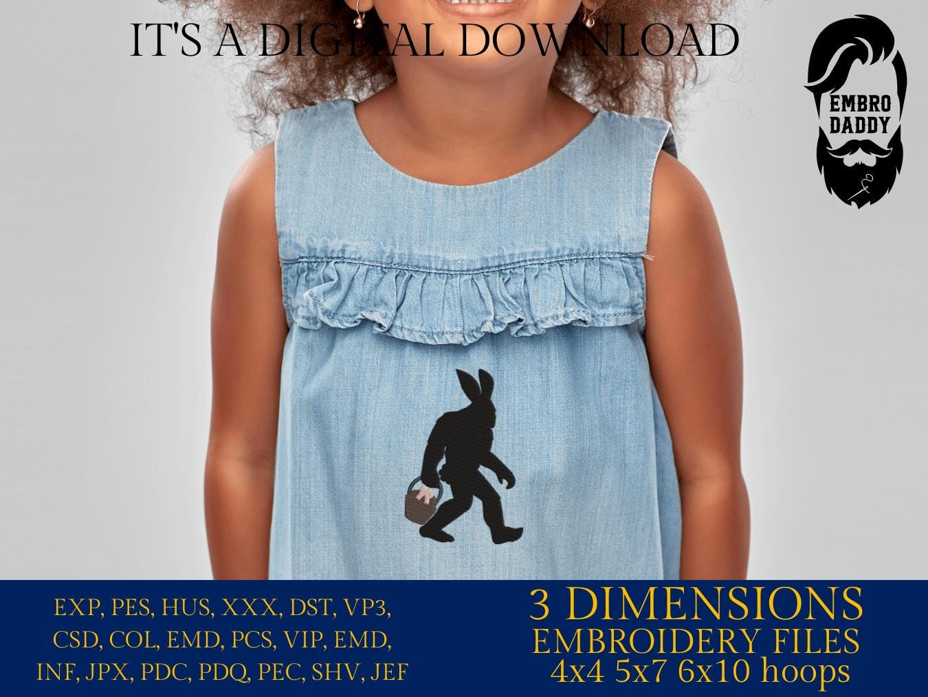 Machine Embroidery files, Bigfoot easter, PES, xxx, hus & more