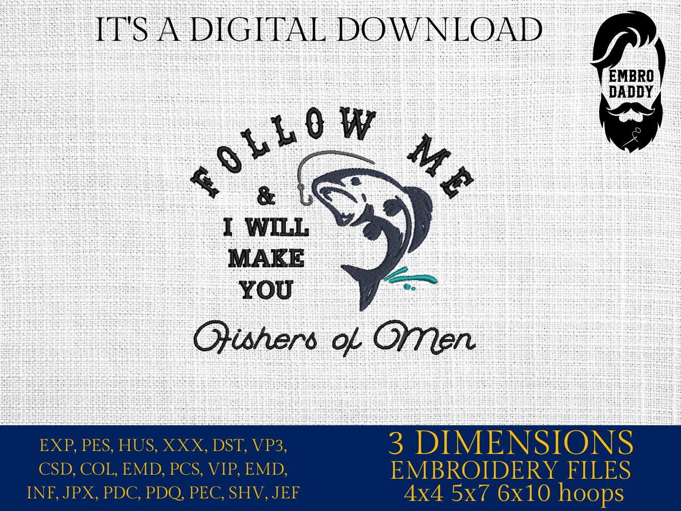 Machine Embroidery files, Fishers of Men, Jesus, fish, PES, dst, xxx, hus, dst & more