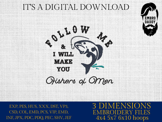 Machine Embroidery files, Fishers of Men, Jesus, fish, PES, dst, xxx, hus, dst & more