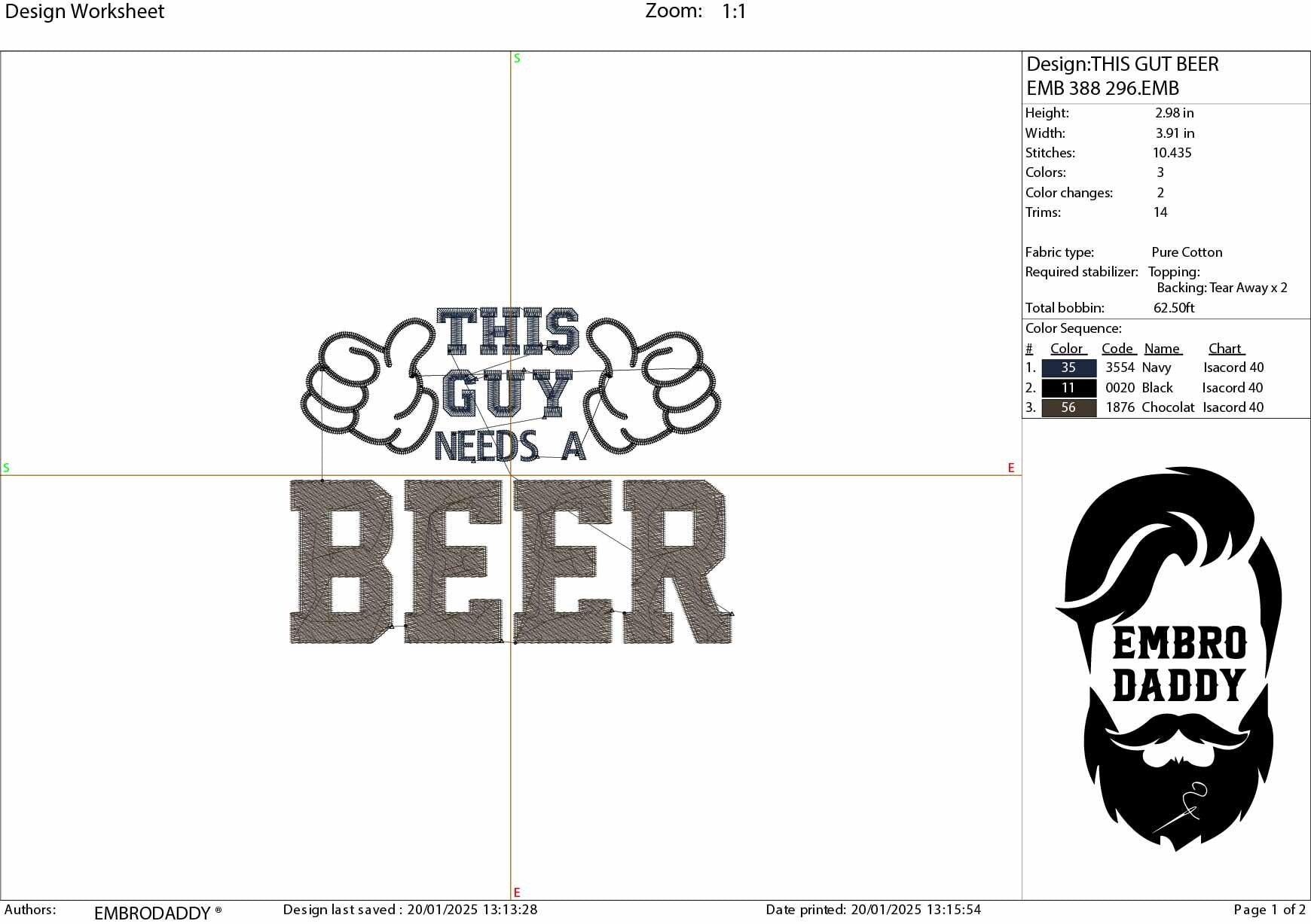 Machine Embroidery files, funny, this guy needs a beer, dst, PES, xxx, hus & more