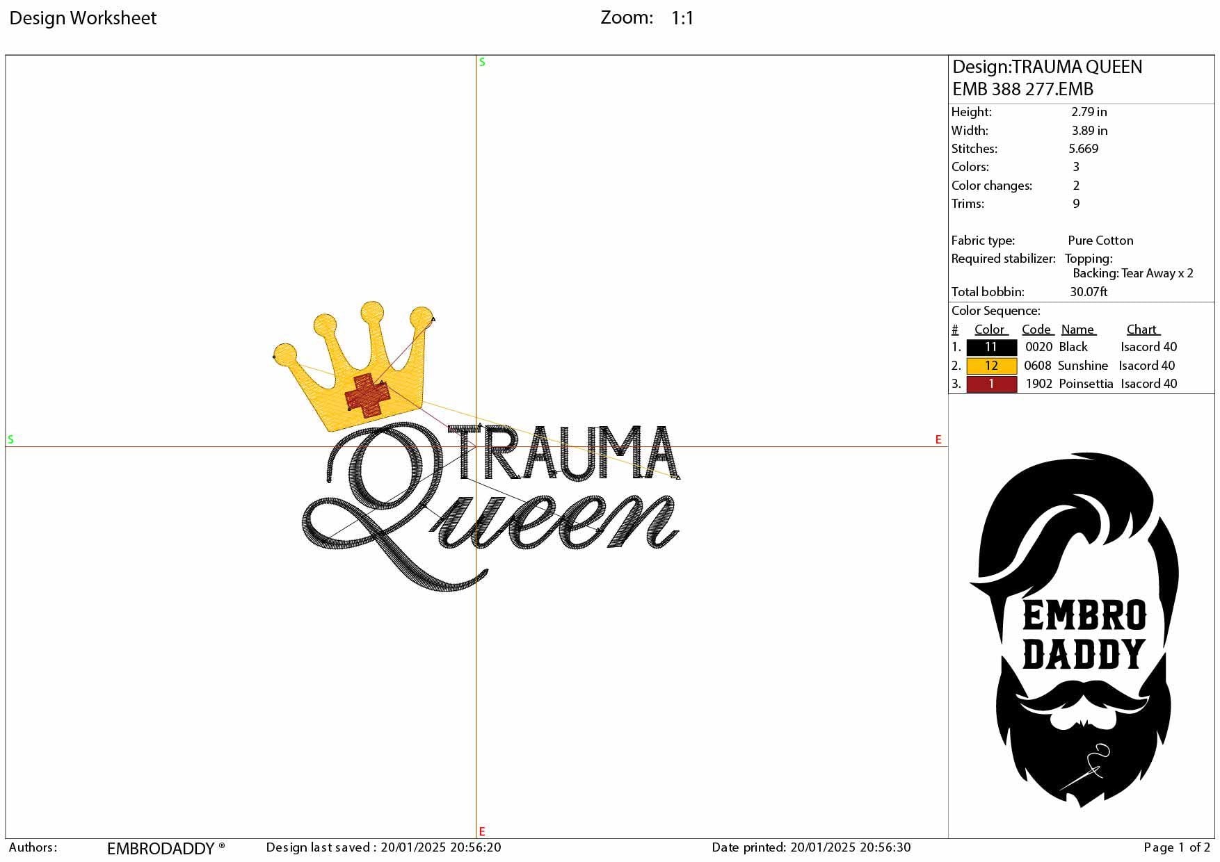 Machine Embroidery files, Trauma Queen, Nurse life saying, dst PES, xxx, hus & more