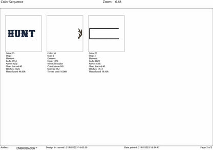 Machine Embroidery files, hunt, hunting, antler, deer, PES, dst, xxx, hus, dst & more