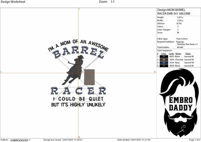 Machine Embroidery files, barrel racing, mom, mother, PES, DST, xxx, hus & more