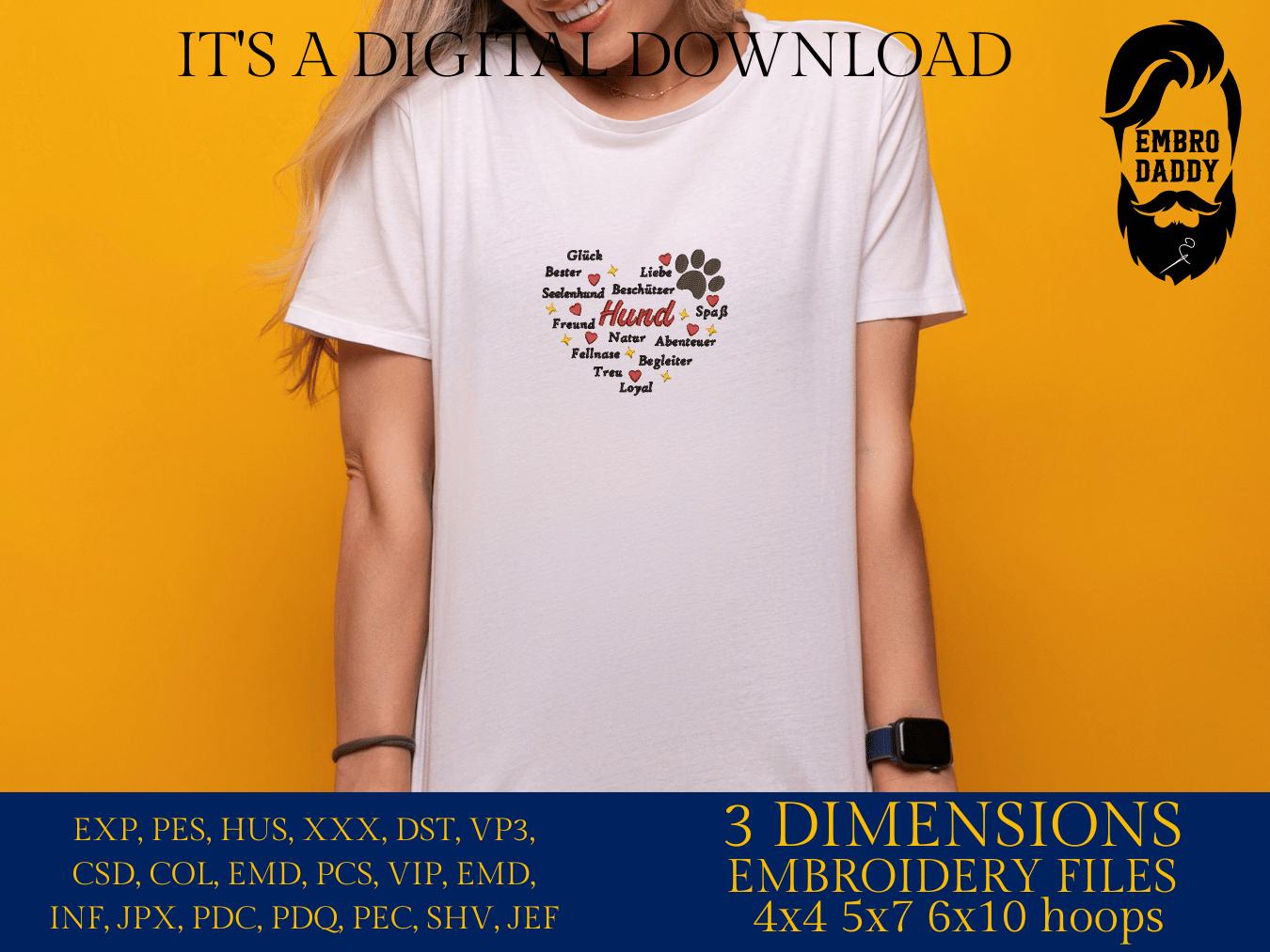 Machine Embroidery files, Heart, dog, Hund, German, pes, hus & more