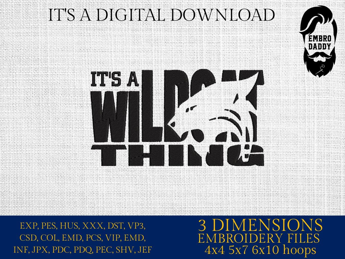 Machine Embroidery files, wildcat, football gift idea PES, dst, xxx, hus & more