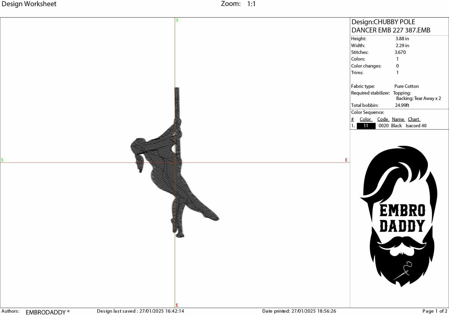 Machine Embroidery files, Chubby Pole Dancer Silhouette, Woman Dancing, Cute Dance, PES, DST, xxx, hus & more
