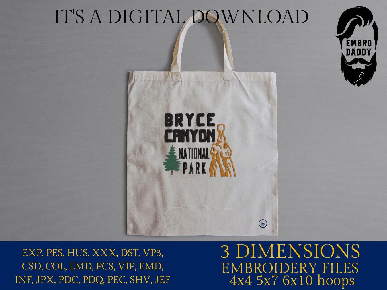 Machine embroidery files, Bryce Canyon National Park, Bryce Canyon, National Park Gifts PES, DST, hus & more