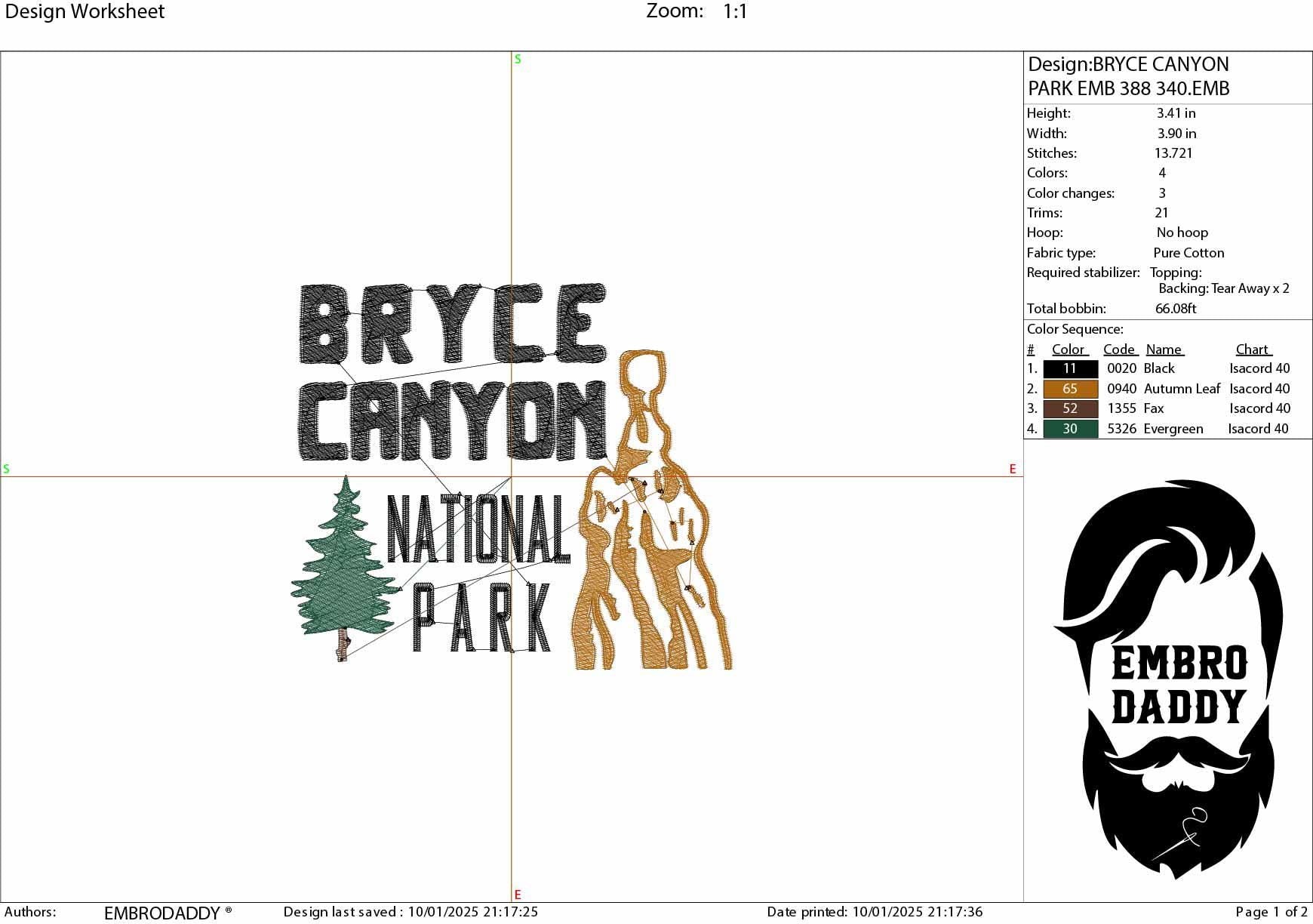 Machine embroidery files, Bryce Canyon National Park, Bryce Canyon, National Park Gifts PES, DST, hus & more