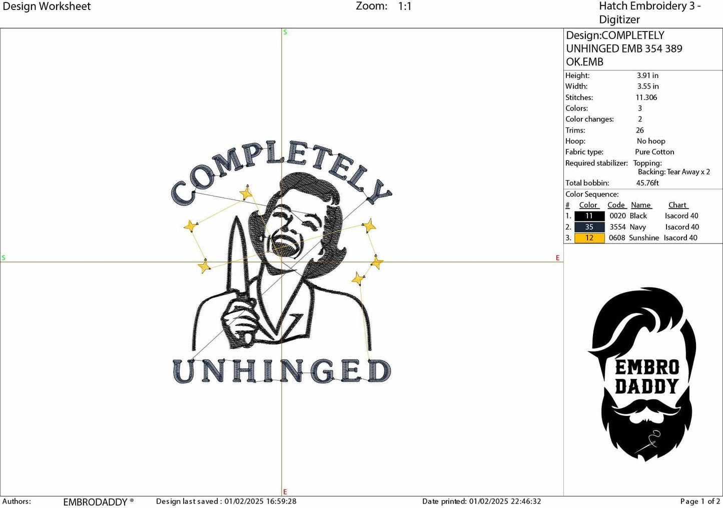 Machine Embroidery files, Completely Unhinged, Trendy Design, Retro Housewife, Funny Sarcastic, PES, DST, xxx, hus & more