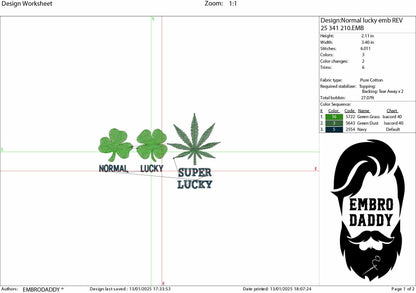 Machine Embroidery files, funny Saint Patrick, Cannabis, lucky, weed smoker, Marijuana PES, DST, xxx, hus & more