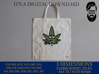 Machine Embroidery files, funny marijuana leaf, dst, PES, xxx, hus & more