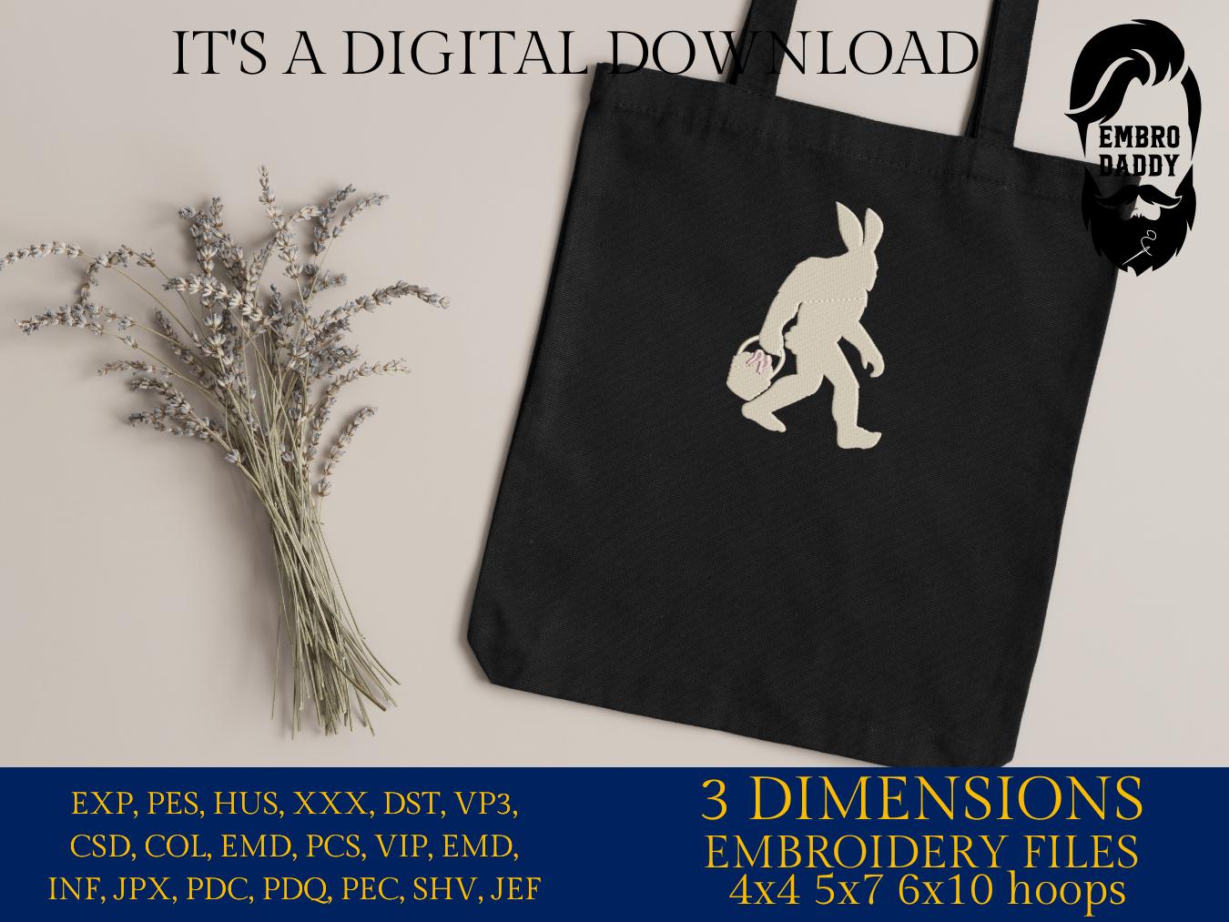 Machine Embroidery files, Bigfoot easter, PES, xxx, hus & more