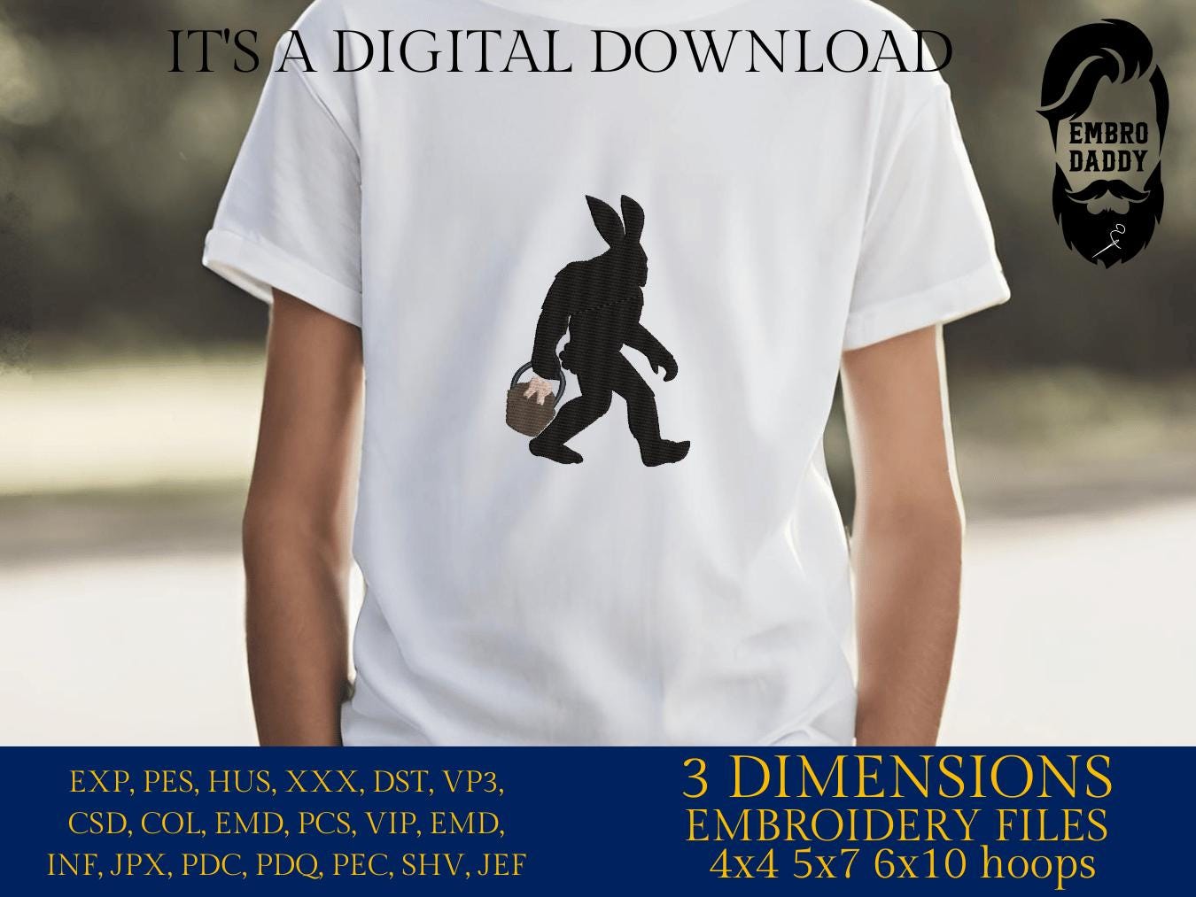 Machine Embroidery files, Bigfoot easter, PES, xxx, hus & more