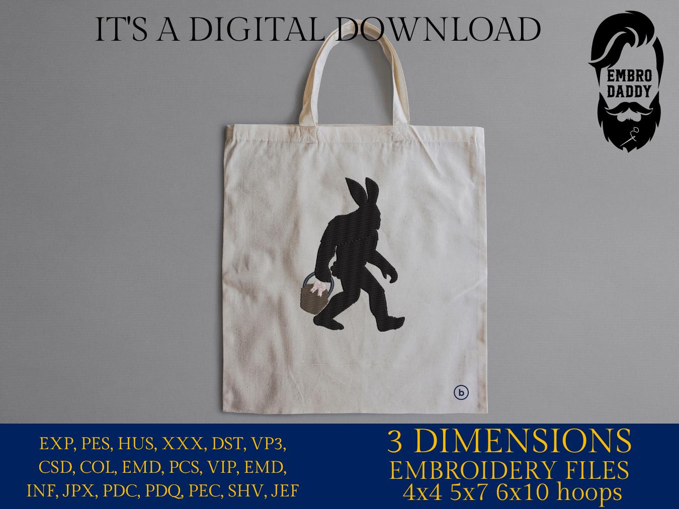 Machine Embroidery files, Bigfoot easter, PES, xxx, hus & more