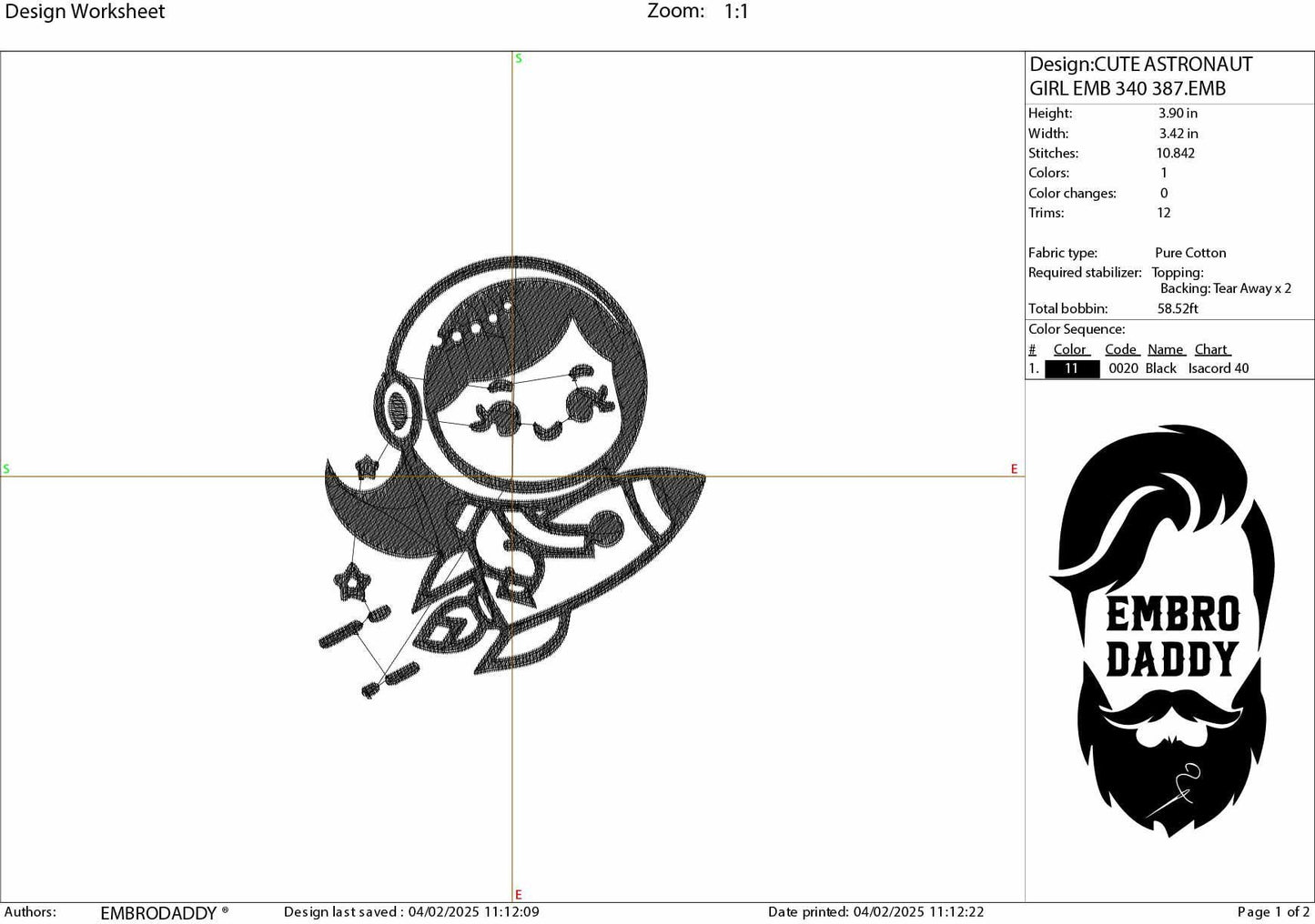 Machine Embroidery files, Cute Girl Space Astronaut Riding A Rocket , cute girl, PES, DST, xxx, hus & more