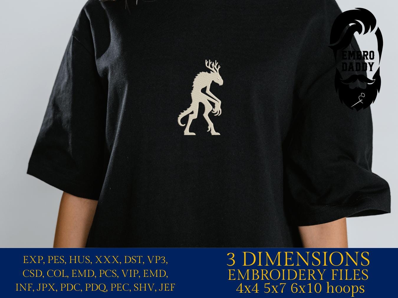 Machine Embroidery files, Wendigo, Windigo, Scary Monster, Halloween, Scary, PES, DST, xxx, hus and more