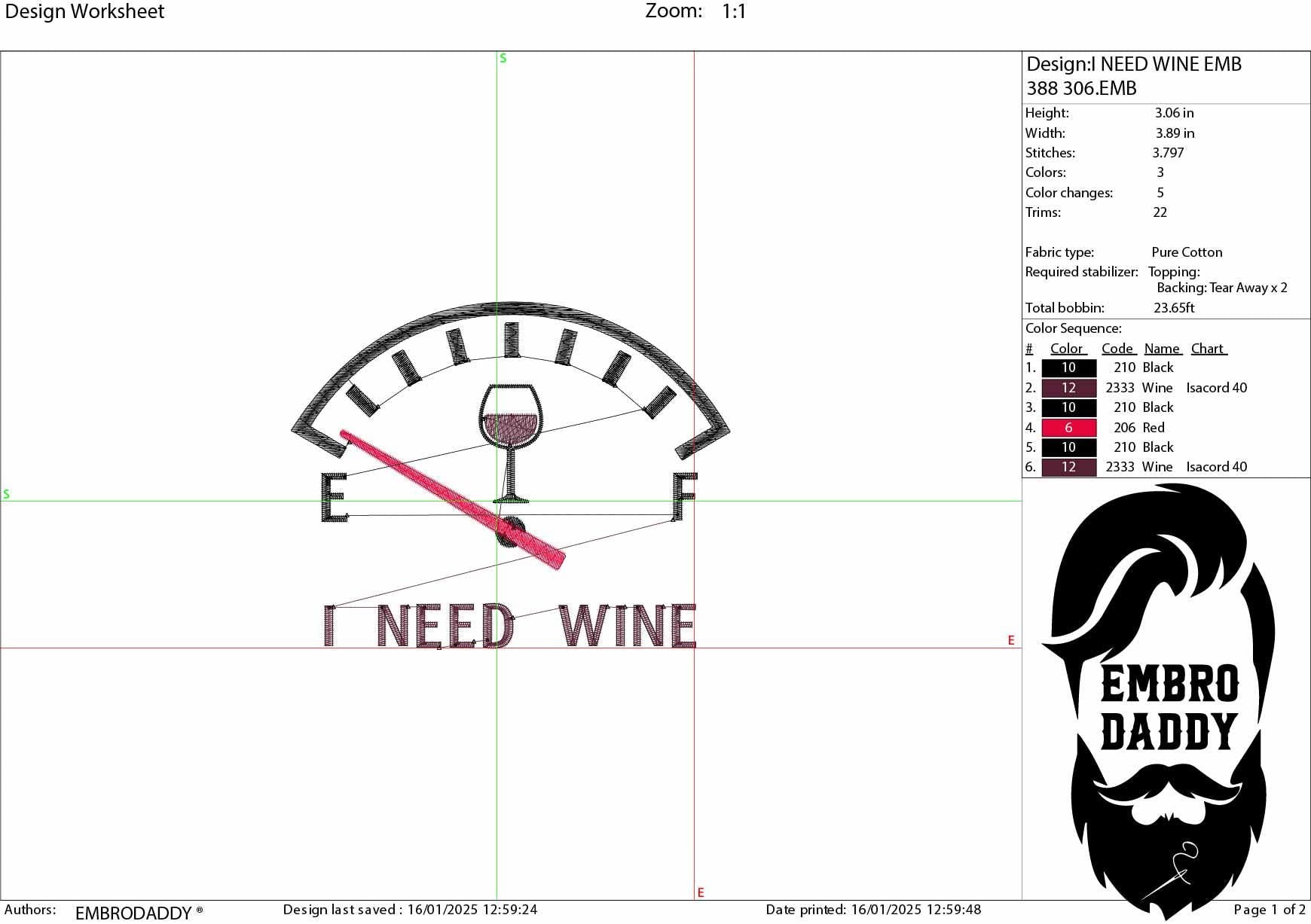 Machine Embroidery files, funny, I need wine, dst, PES, xxx, hus & more