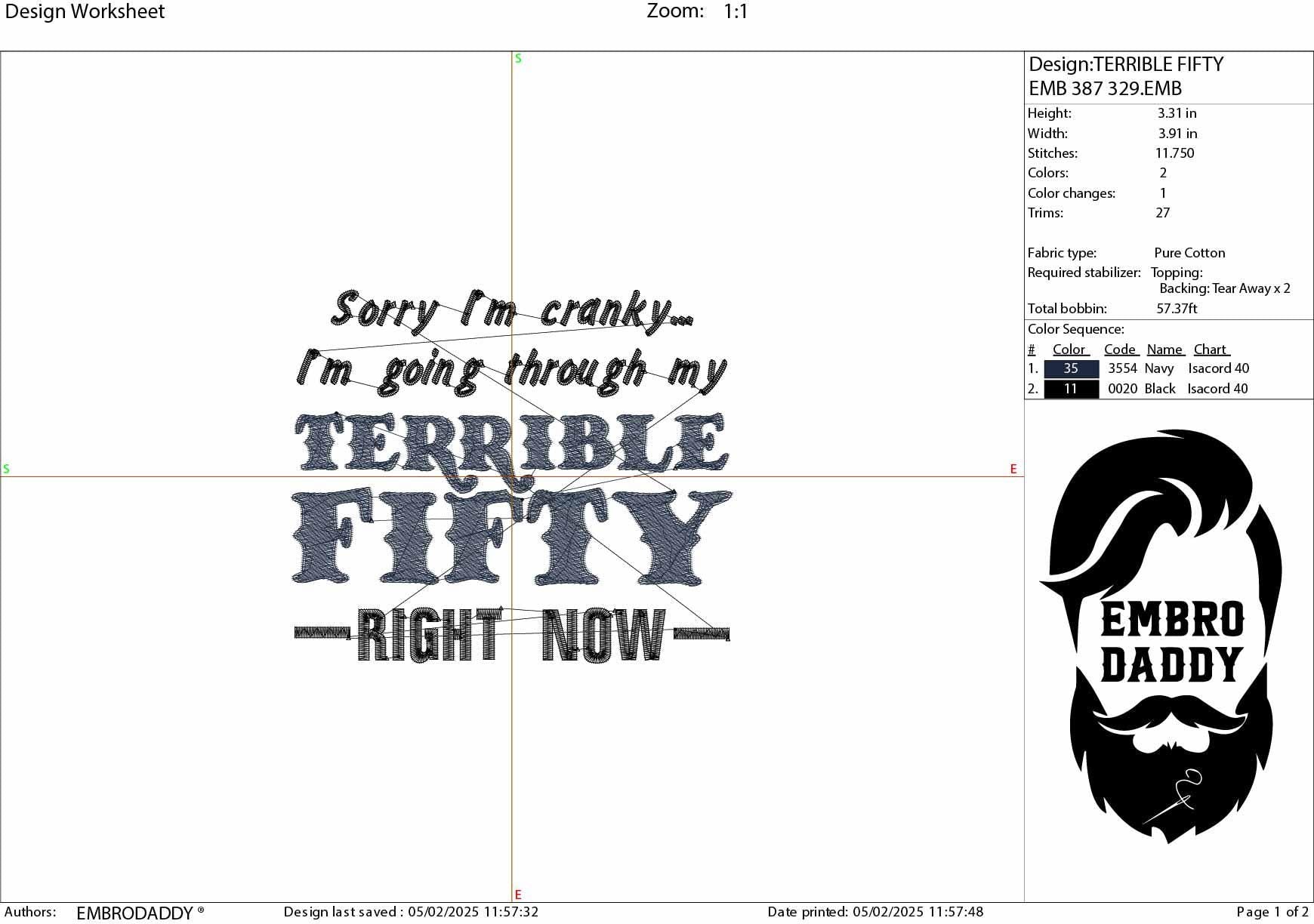 Machine Embroidery files, Terrible Fifties, 50th Birthday, 51st Birthday, 52nd Birthday, 50 years old funny, gift idea PES, xxx, hus & more
