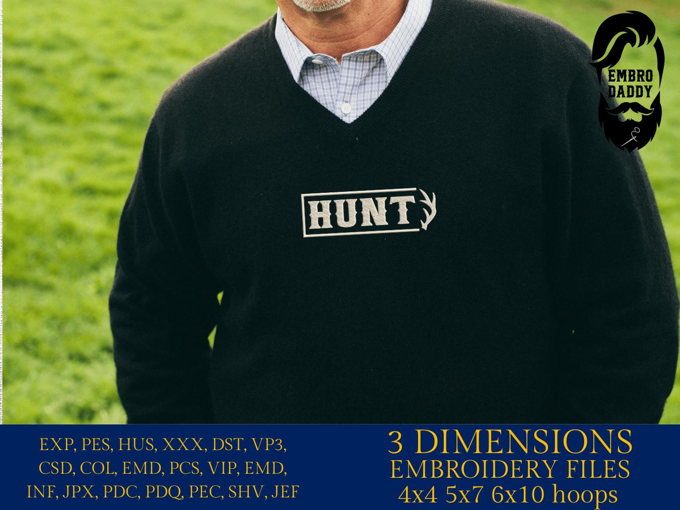 Machine Embroidery files, hunt, hunting, antler, deer, PES, dst, xxx, hus, dst & more