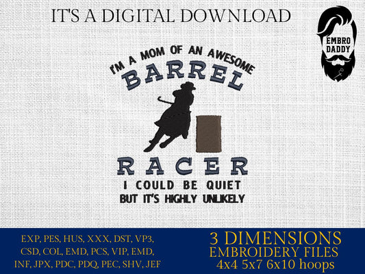Machine Embroidery files, barrel racing, mom, mother, PES, DST, xxx, hus & more