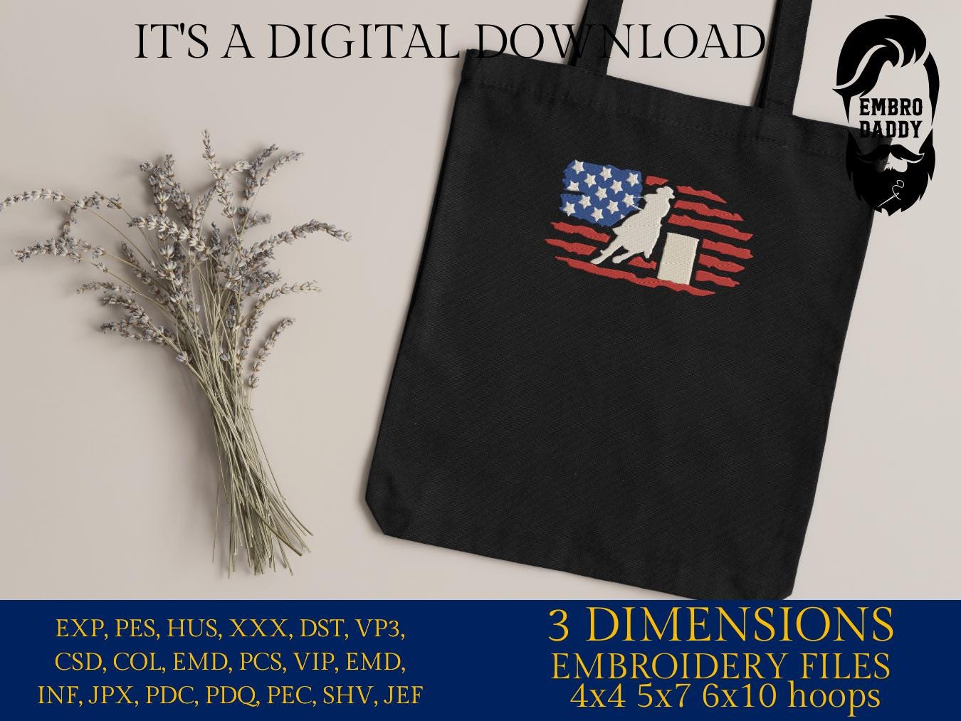 Machine Embroidery files, USA flag, barrel racing, PES, xxx, dst, hus & more