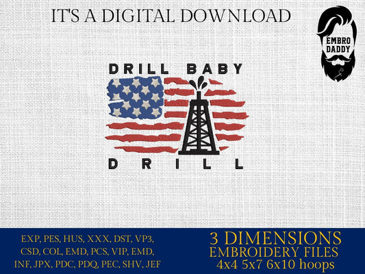 Machine Embroidery files, Use Flag, Oilfield worker, drill baby drill, Oil Rig, Pumpjack, Oilfield Quote, DST, PES, xxx, hus & more