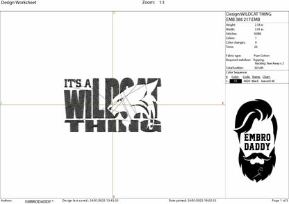 Machine Embroidery files, wildcat, football gift idea PES, dst, xxx, hus & more
