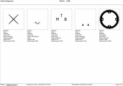 Machine Embroidery files, Chain ring with mountain, mountain bike, mtb, biker, cycling, mountain bike, downhill, PES, xxx, hus & more