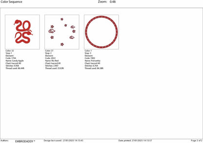 Machine Embroidery files, Chinese snake 2025, China Holiday, PES, DST, xxx, hus & more