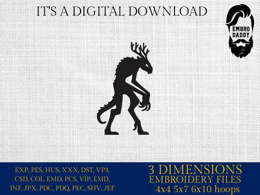 Machine Embroidery files, Wendigo, Windigo, Scary Monster, Halloween, Scary, PES, DST, xxx, hus and more