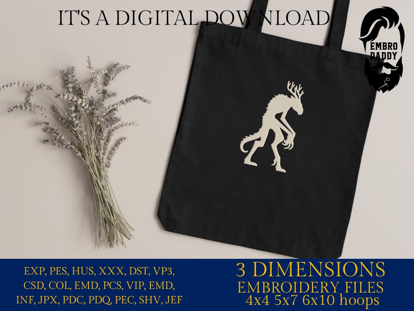 Machine Embroidery files, Wendigo, Windigo, Scary Monster, Halloween, Scary, PES, DST, xxx, hus and more