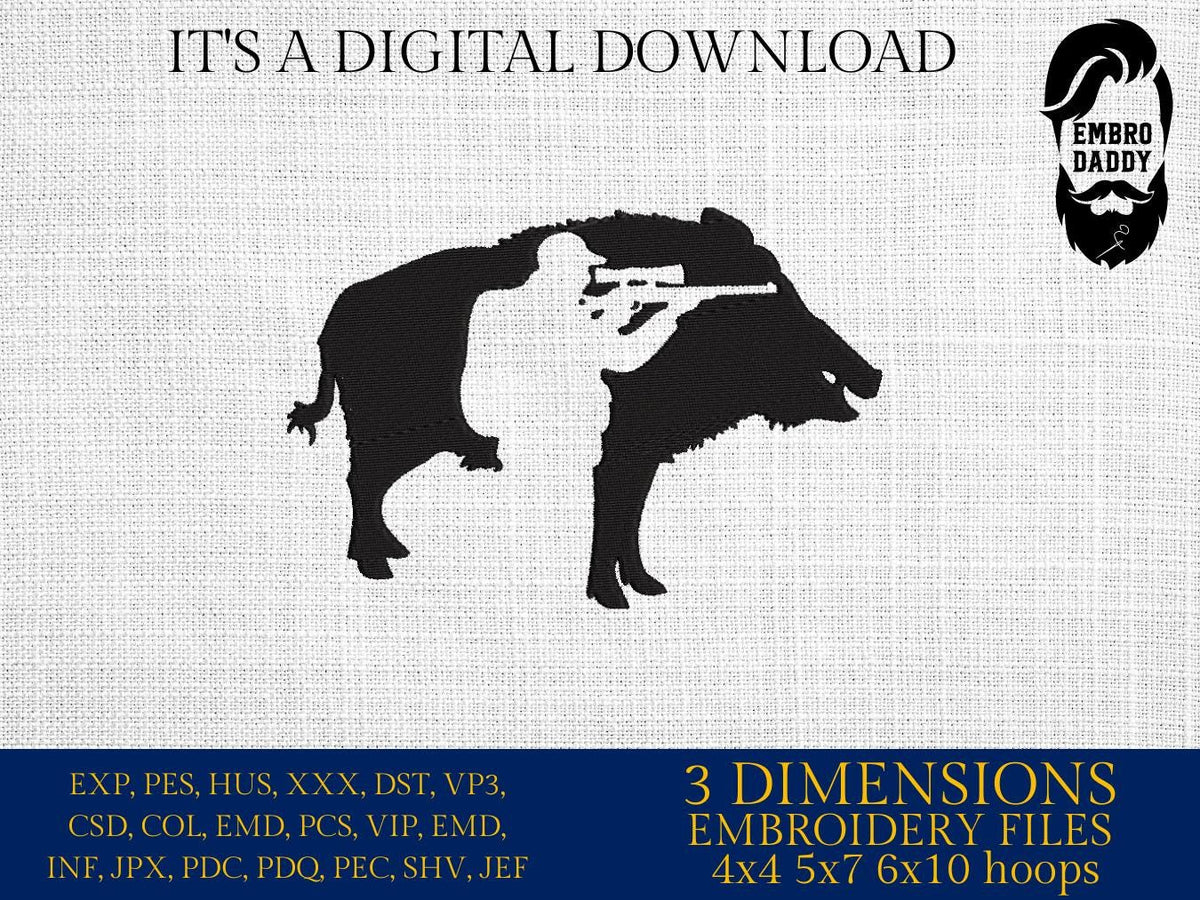 Machine Embroidery files, boar, hog, hunter, PES, DST, xxx, hus and more
