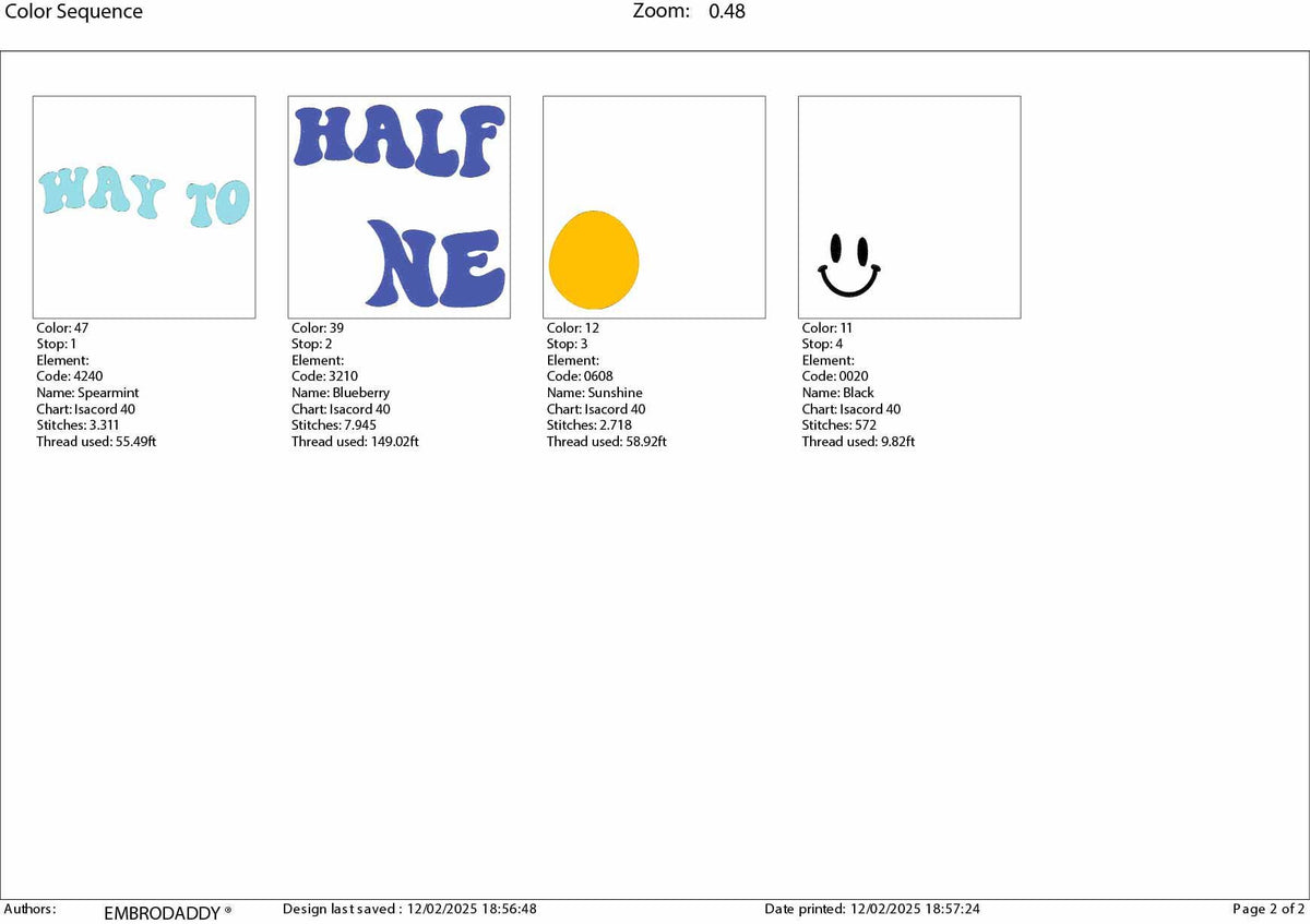 Machine Embroidery files, half way to one, 6th month, Retro Wavy Text, Happy Face Trendy, PES, DST, xxx, hus & more