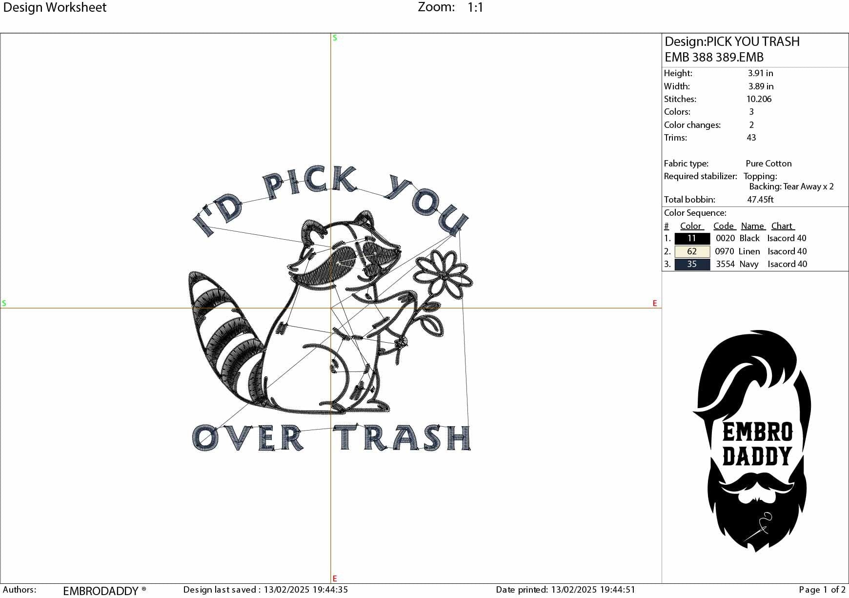 Machine Embroidery files, Funny Raccoon Valentines, I'd Pick You Over Trash, Trendy Sarcastic, Snarky, Adult Humor PES, dst, hus & more