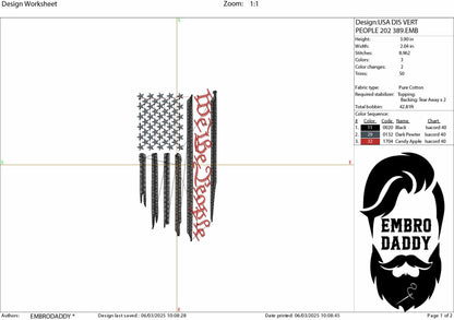 Machine Embroidery files, USA flag, We the people, PES, dst, xxx, hus & more