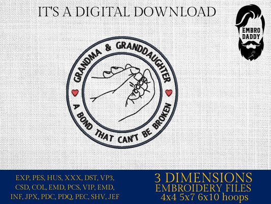 Machine Embroidery files, grandma and granddaughter, PES, dust, xxx, hus & more