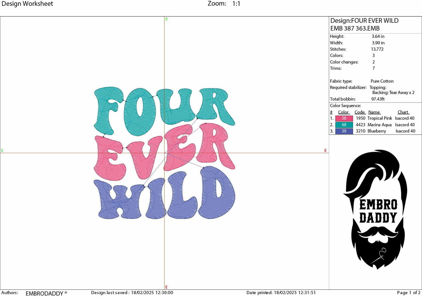 Machine Embroidery files, four ever wild, 4 years old, PES, DST, xxx, hus & more