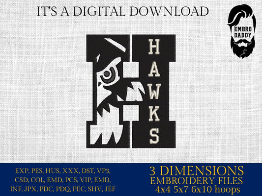 Machine Embroidery files, hawks Team Spirit, hawks Logo, Mom Life, gift idea PES, xxx, hus & more, fan embroidery files