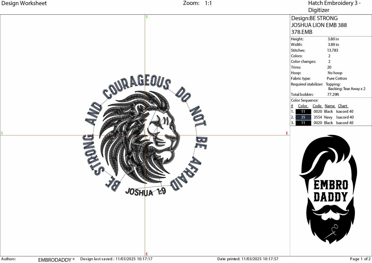 Machine Embroidery files, Be Strong And Courageous, Bible verse, PES, xxx, hus & more