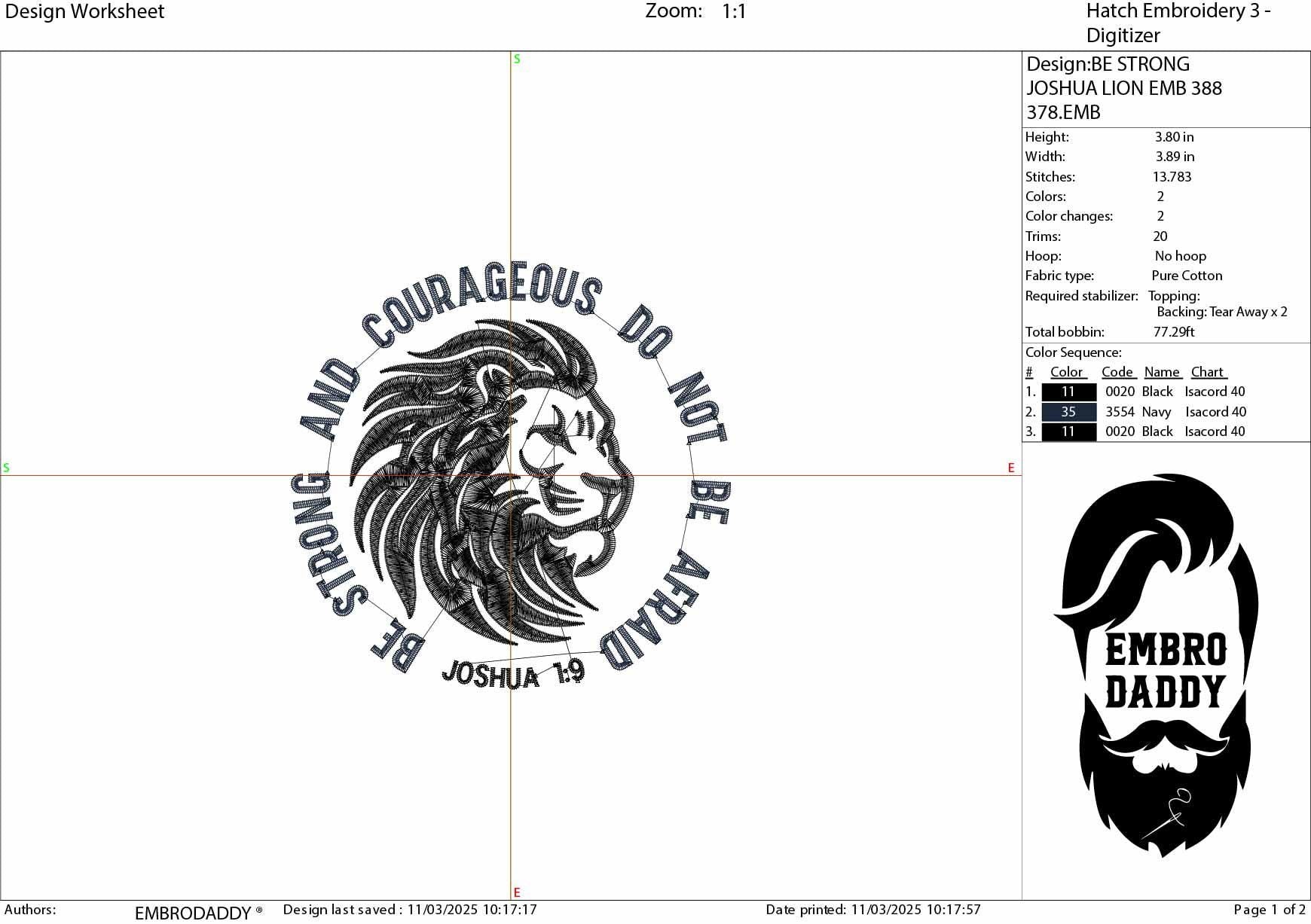 Machine Embroidery files, Be Strong And Courageous, Bible verse, PES, xxx, hus & more