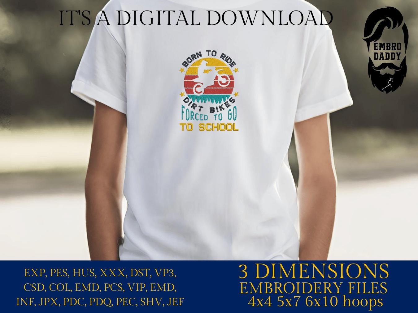 Machine Embroidery files, Dirt bike, moto mom, Funny kids Dirt Bike, Motorcycle Dirtbike Racing, DST, PES, xxx, hus & more
