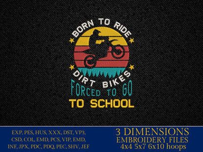 Machine Embroidery files, Dirt bike, moto mom, Funny kids Dirt Bike, Motorcycle Dirtbike Racing, DST, PES, xxx, hus & more