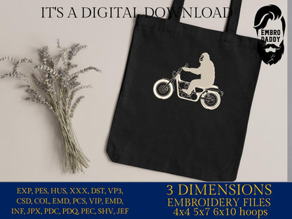 Machine Embroidery files, bigfoot motorbike, PES, xxx, hus & more