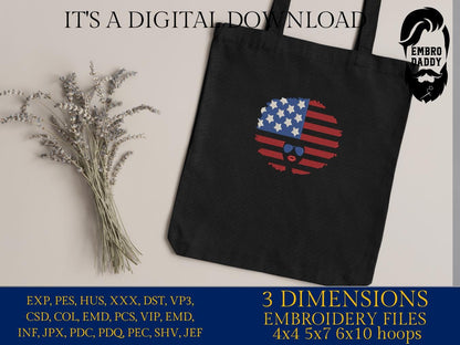 Machine Embroidery files, American Flag, Patriotic, Afro puff flag, 4th of July, PES, dst, xxx, hus & more