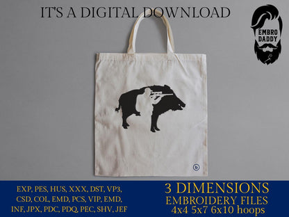 Machine Embroidery files, boar, hog, hunter, PES, DST, xxx, hus and more